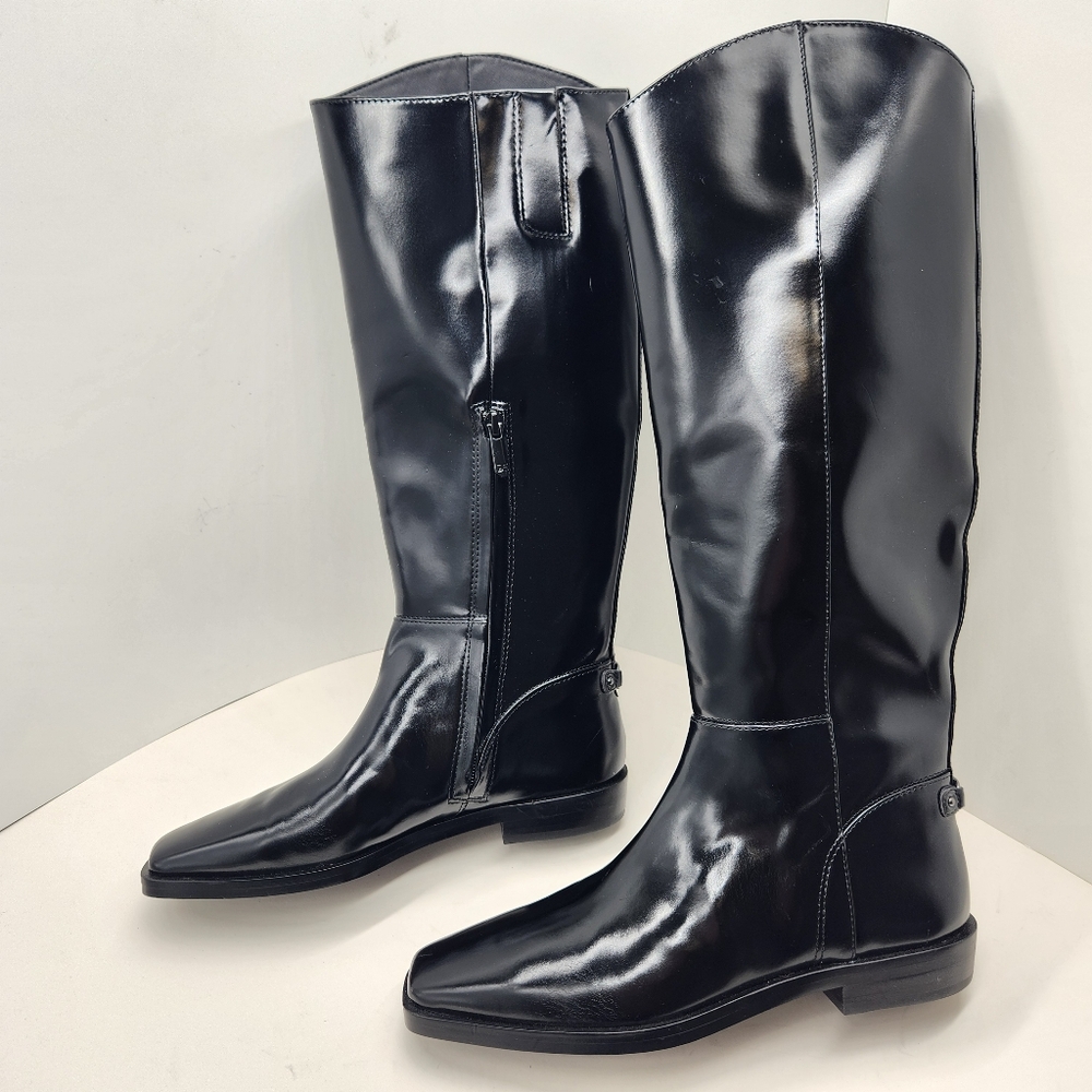 Sam Edelman Knee High Boots 6.5 Black Leather Cesar Equestrian Riding New $200